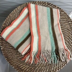 Mackintosh made in Scotland 100% pure new wool Striped Scarf With Fringe EUC